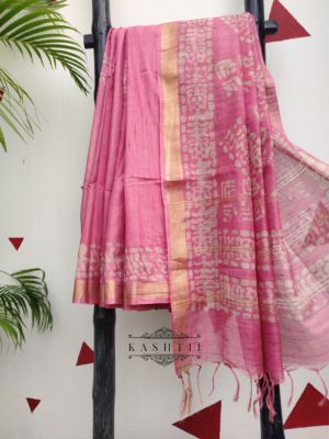 Ghicha Silk saree with batik print