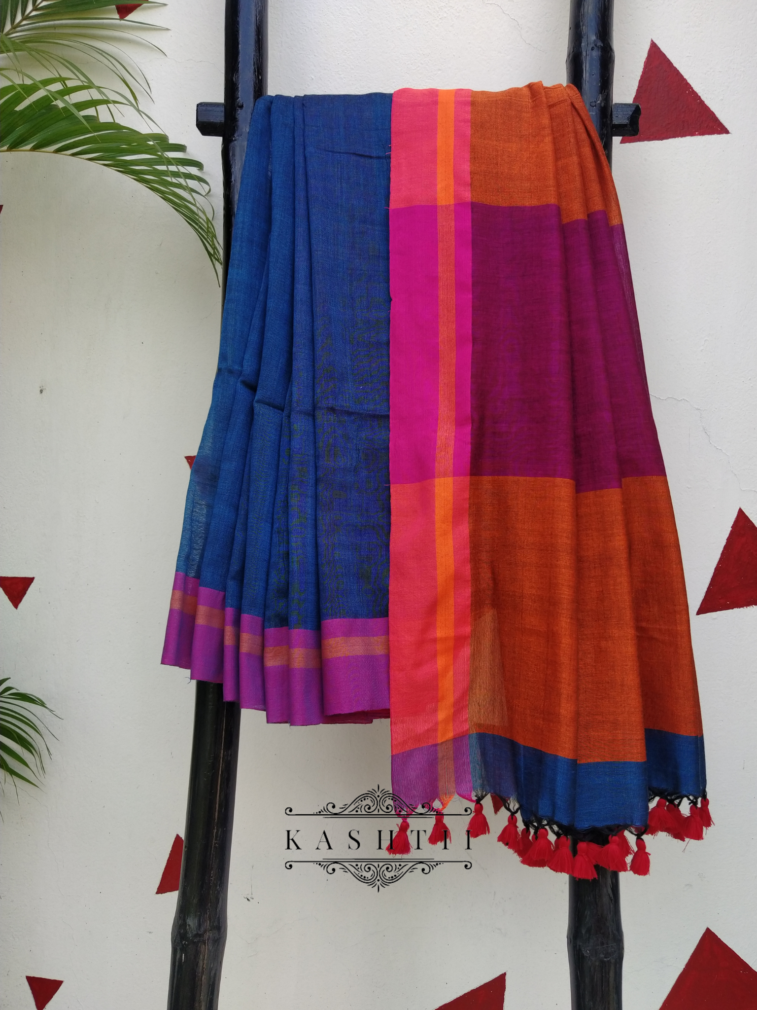 Handloom Khadi cotton saree with tassels