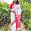 White and Red Bengali Saree